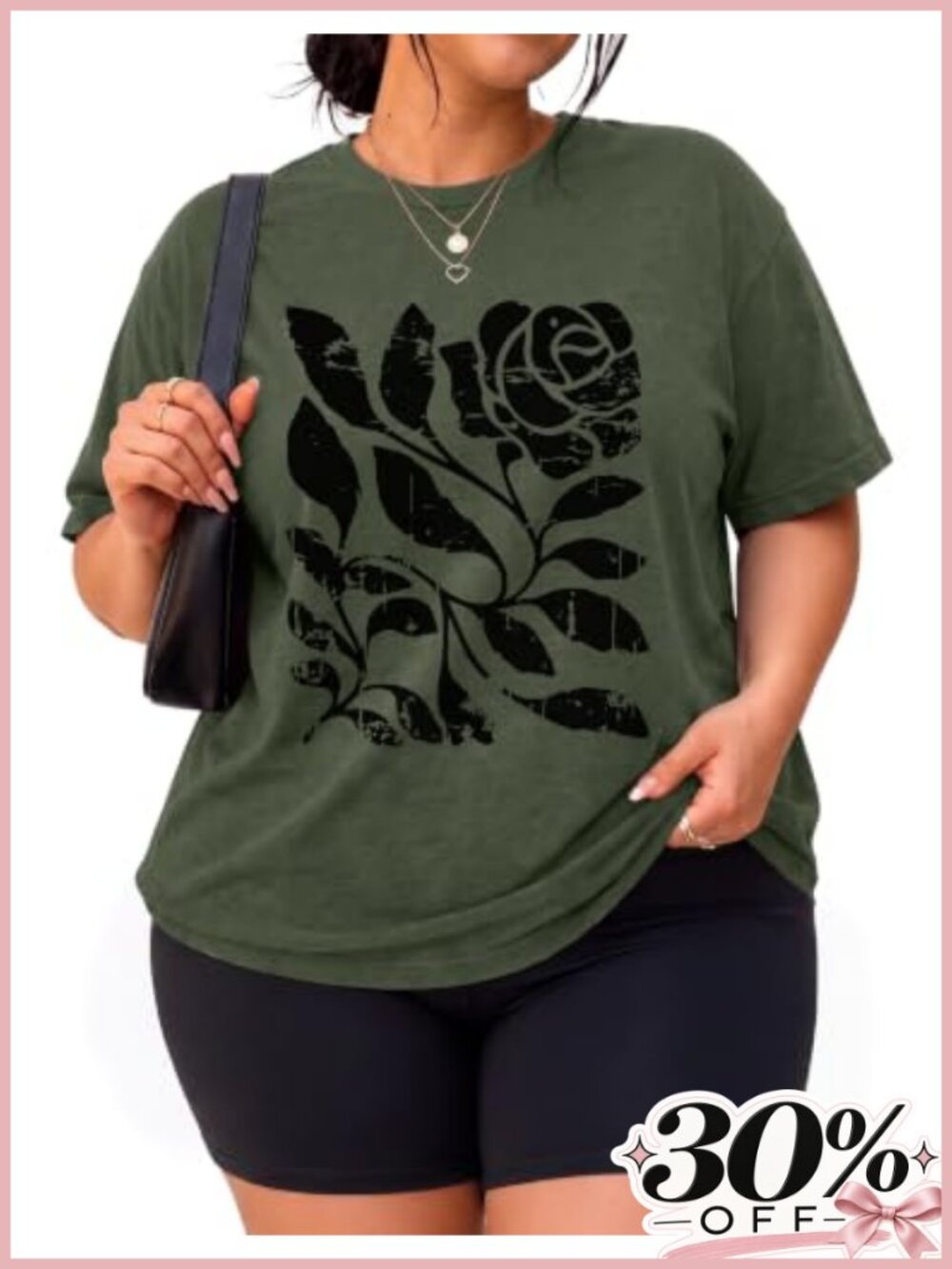 Plus Size Graphic Tee Floral Crew Neck Short Sleeve Boho Summer Shirt
